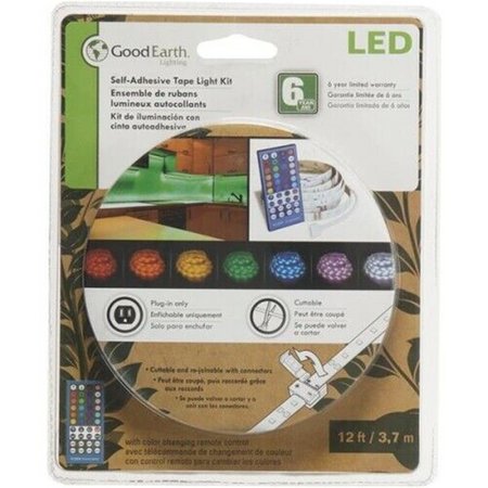 GOOD EARTH LIGHTING 12 ft. LED Ir Remote Cuttable & Joinable Tape Light, Color Changing & White GO308711